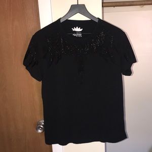 Heats or tails Black bedazzled shirt